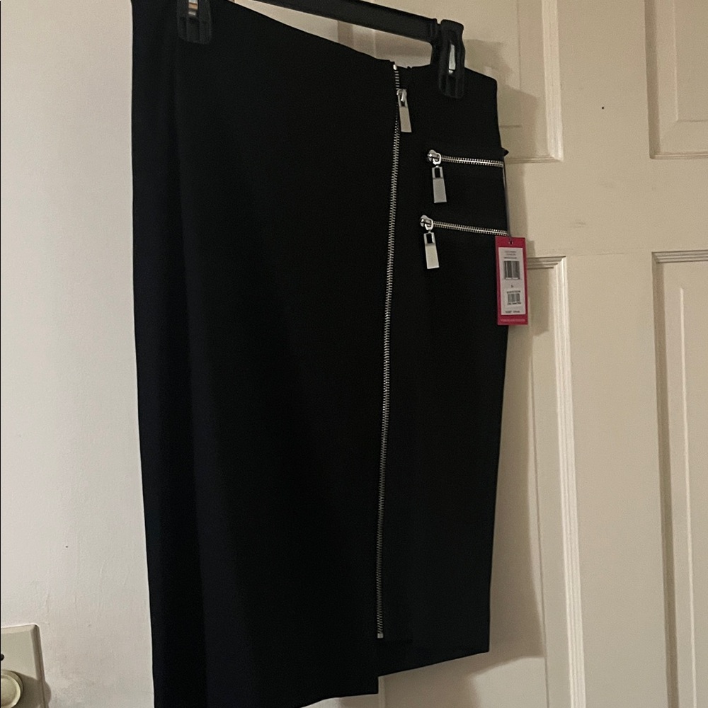 Vince Camuto Black Pencil Skirt with Silver Zippers